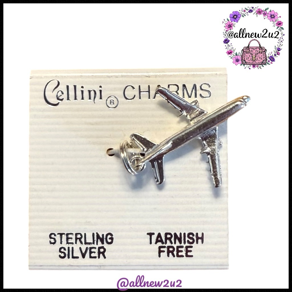 Cellini Charm Sterling Silver Airplane Charm Pendant